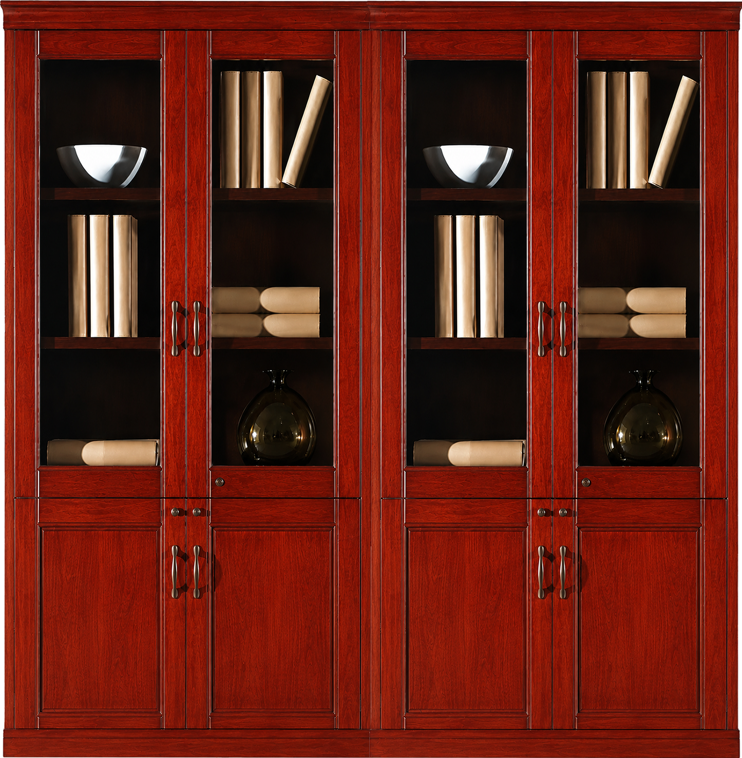 Real Cherry Rosewood Wood Veneer Executive Four Door Office Storage Bookcase - 1800mm - UM182-4DR