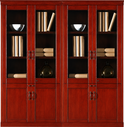 Real Cherry Rosewood Wood Veneer Executive Four Door Office Storage Bookcase - 1800mm - UM182-4DR