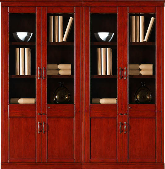 Real Cherry Rosewood Wood Veneer Executive Four Door Office Storage Bookcase - 1800mm - UM182-4DR