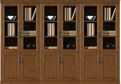 Real Light Walnut Wood Veneer Executive Six Door Office Storage Bookcase - 2700mm - UM182-6DR