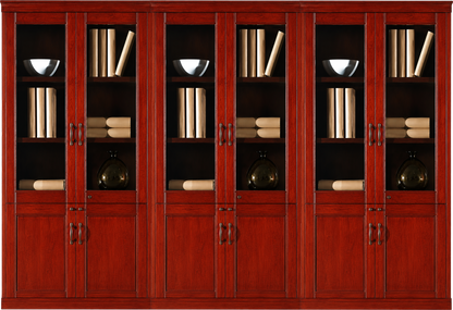 Real Cherry Rosewood Wood Veneer Executive Six Door Office Storage Bookcase - 2700mm - UM182-6DR