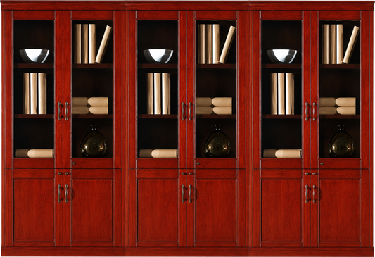 Real Cherry Rosewood Wood Veneer Executive Six Door Office Storage Bookcase - 2700mm - UM182-6DR