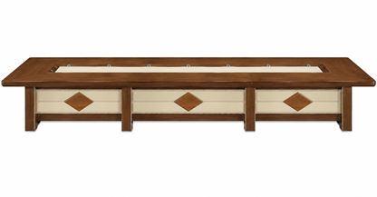 Luxury Light Walnut Real Wood Veneer Executive Boardroom Table with Cream Leather Paneling - 4800mm to 6000mm - UT3B48