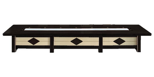 Luxury Black Ash Real Wood Veneer Executive Boardroom Table with Cream Leather Paneling - 4800mm to 6000mm - UT3B48