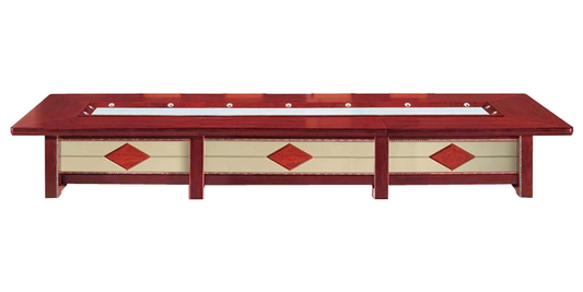 Luxury Executive Boardroom Table with Cream Leather Paneling - 4800mm to 6000mm - UT3B48