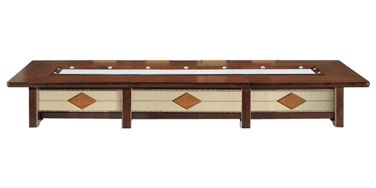 Luxury Executive Boardroom Table with Cream Leather Paneling - 4800mm to 6000mm - UT3B48