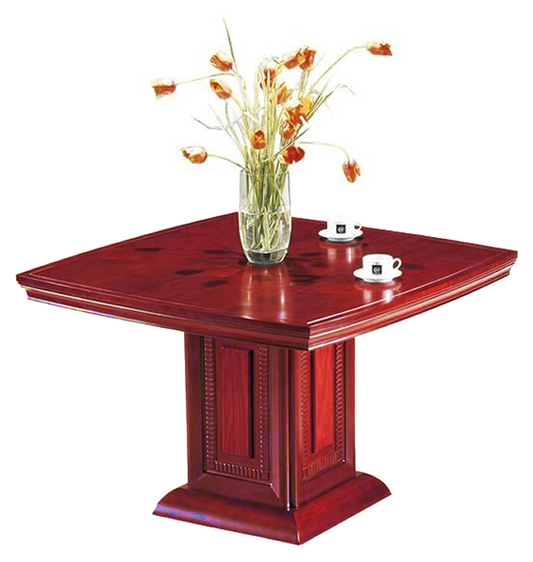High Quality Cherry Rosewood Real Wood Veneer Square Meeting Table With Central Leg - UT6612
