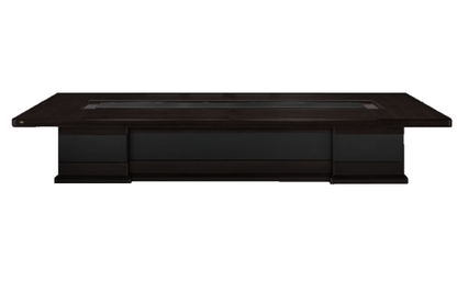 Black Ash Real Wood Veener High End Luxury Boardroom Table With Black Leather Detailing - 4000mm to 6000mm - UT9C48