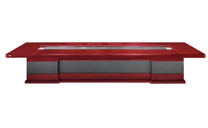 Cherry Rosewood Real Wood Veener High End Luxury Boardroom Table With Black Leather Detailing - 4000mm to 6000mm - UT9C48