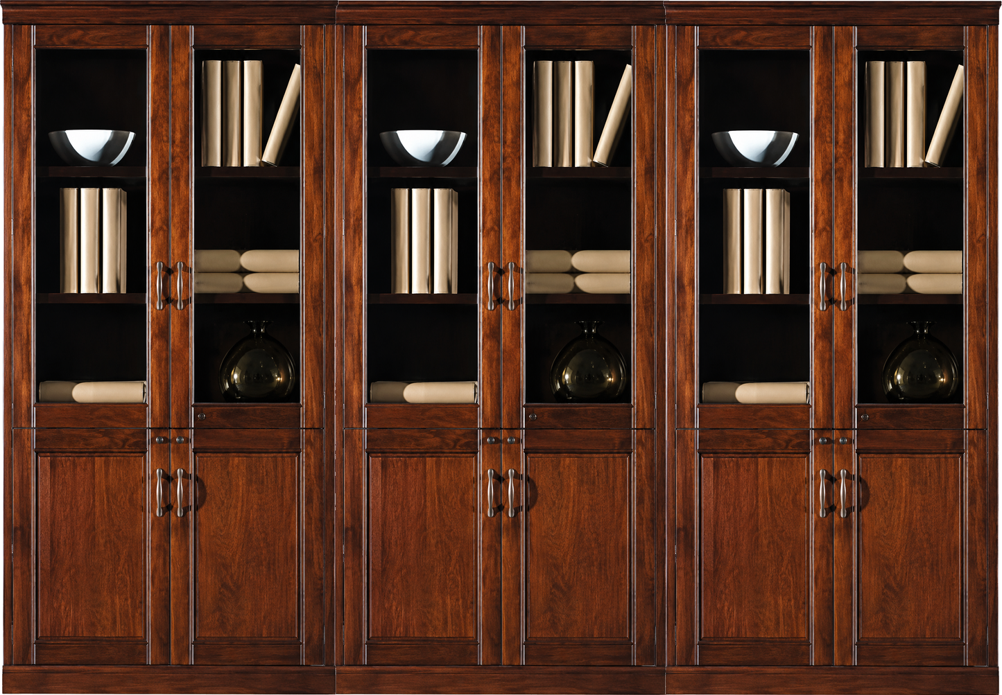 Real Wood Veneer Executive Six Door Office Storage Bookcase - 2700mm - UM182-6DR