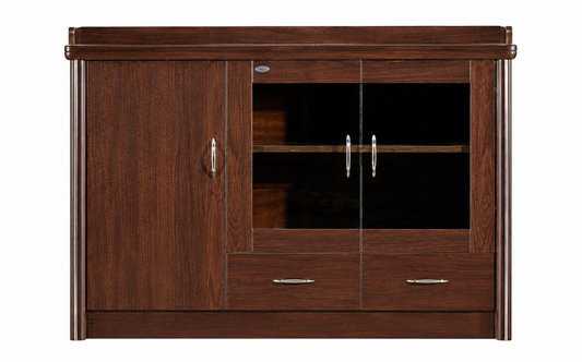 Real Walnut Wood Veneer Executive Office Storage Cupboard - 1200mm - K132