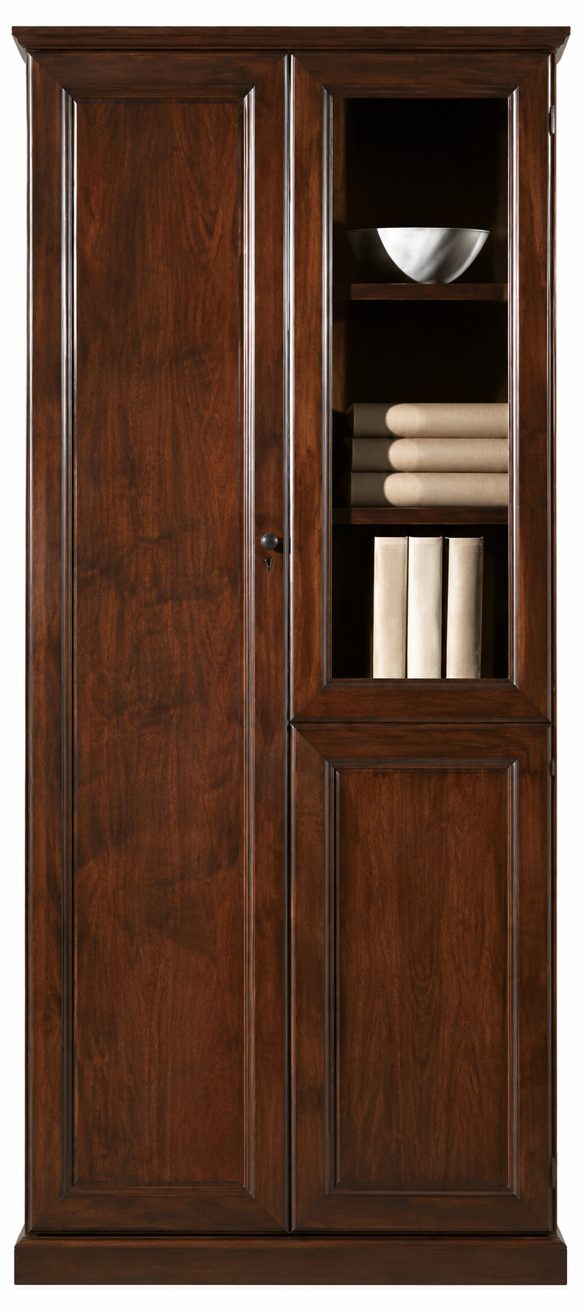Real Walnut Wood Veneer Executive Office Storage Two Door Bookcase - 900mm - 1502