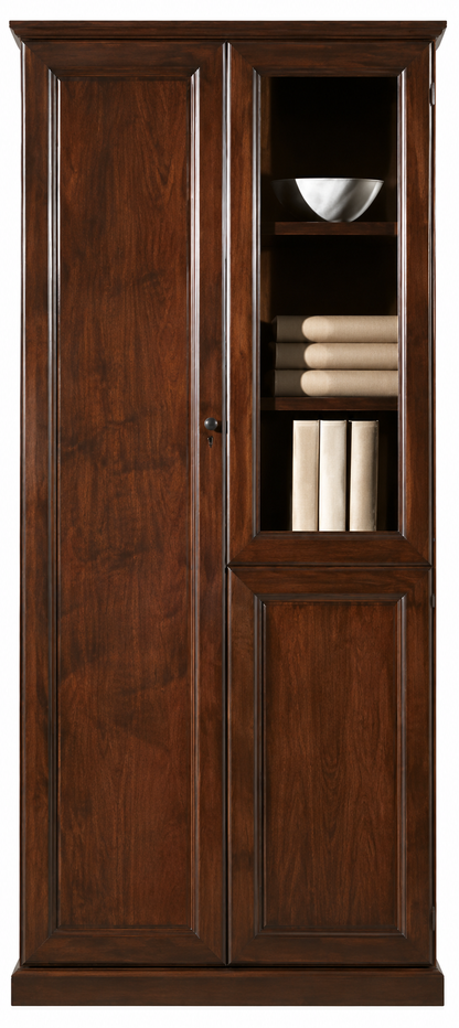 Real Walnut Wood Veneer Executive Office Storage Two Door Bookcase - 900mm - 1502