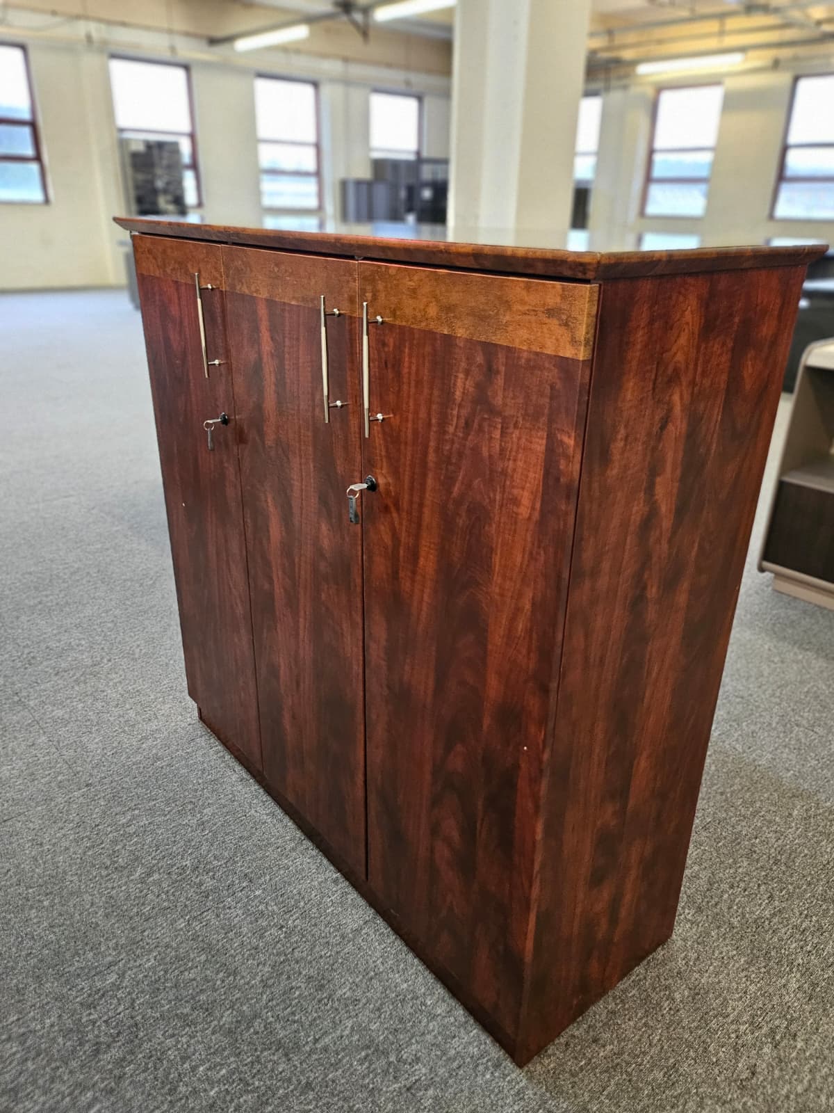 EX SHOWROOM - Mahogany Three Door Tall Locking Cupboard - 1860T-3DR