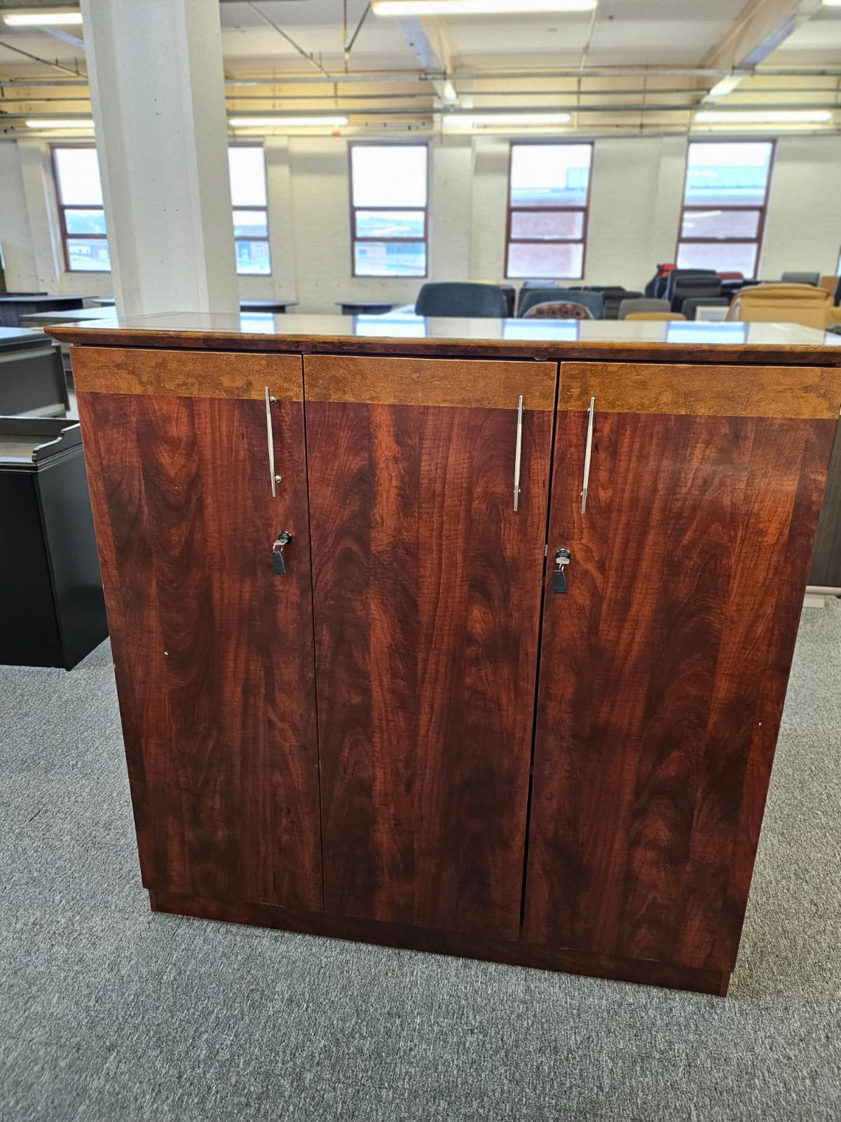 EX SHOWROOM - Mahogany Three Door Tall Locking Cupboard - 1860T-3DR