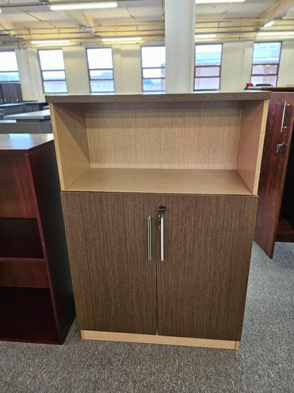 EX SHOWROOM - Coffee Oak Storage Cabinet with Lockable Doors - COF-CUPBOARD