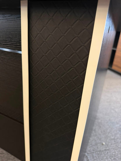 EX SHOWROOM - Modern Black Ash Corner Executive Right Hand Corner Office Desk with Integrated Leather Writing Pad - 1800mm - XA-34601