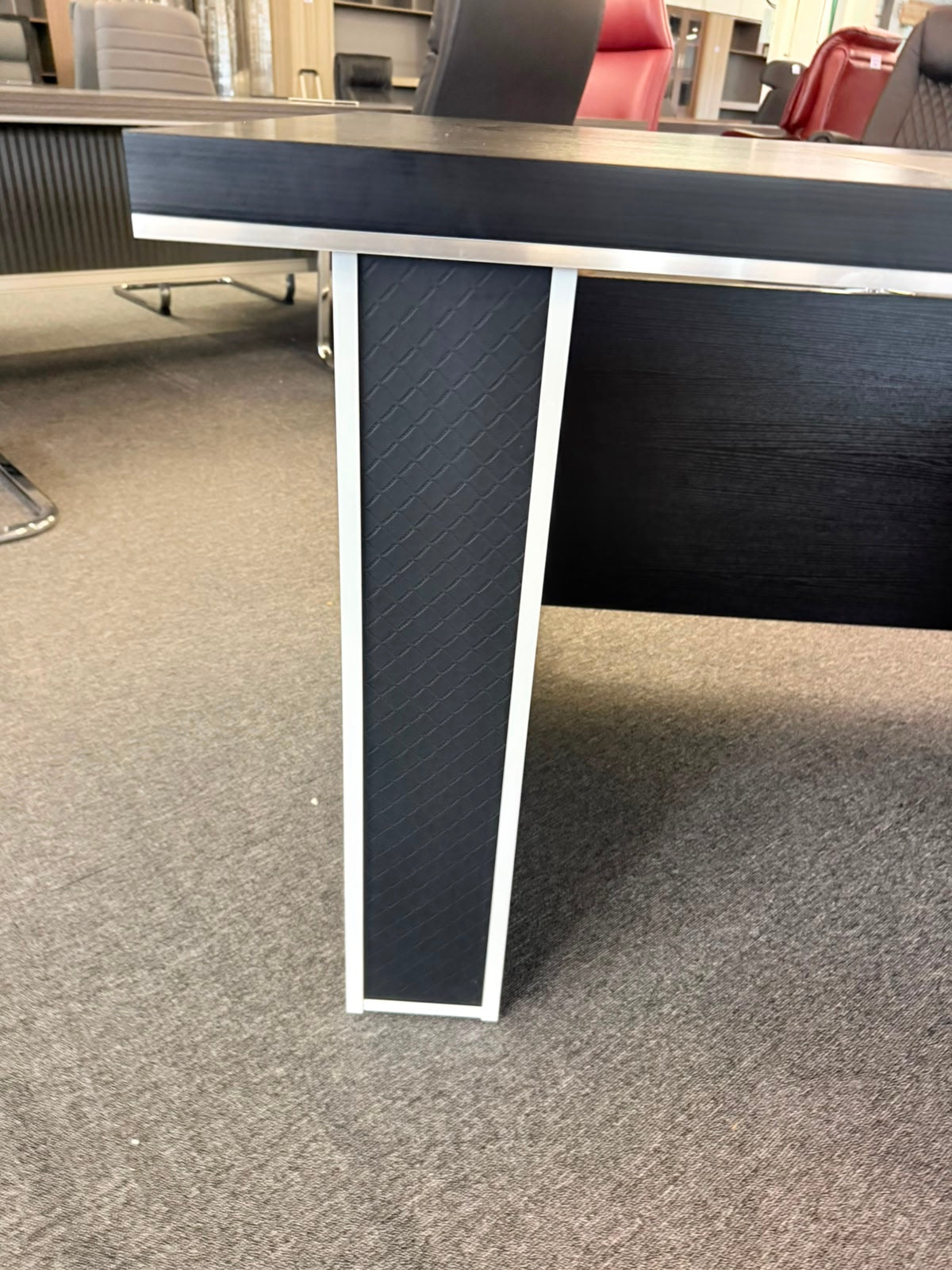 EX SHOWROOM - Modern Black Ash Corner Executive Right Hand Corner Office Desk with Integrated Leather Writing Pad - 1800mm - XA-34601