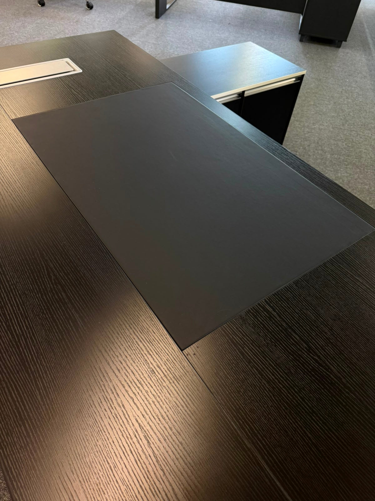 EX SHOWROOM - Modern Black Ash Corner Executive Right Hand Corner Office Desk with Integrated Leather Writing Pad - 1800mm - XA-34601