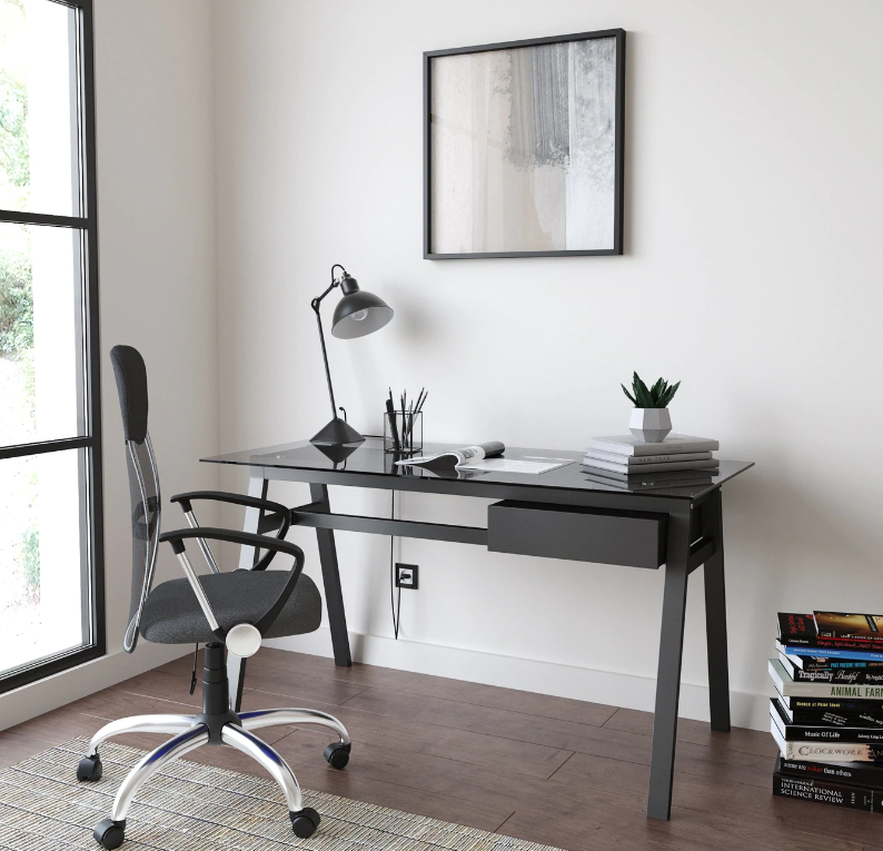 Richmond Glass Home Office Desk - Black, Grey or White Option