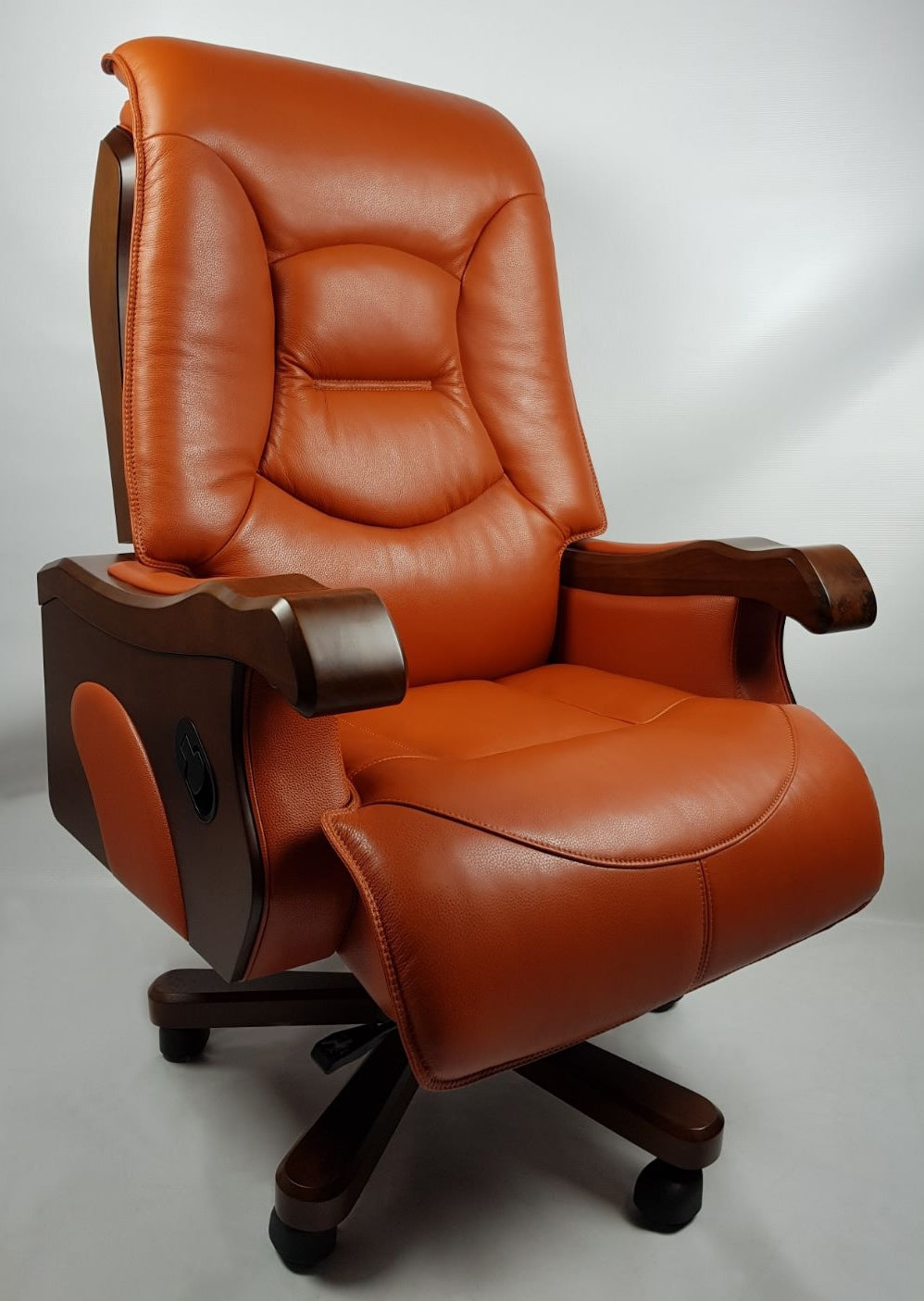 Orange brown store leather chair