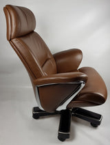 Large Luxury Executive Office Chair with Genuine Brown Leather - YS1605A