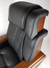 Extra Large Executive Genuine Black Leather Boss Chair with Wooden Arms - FK-2A