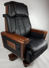 Extra Large Executive Genuine Black Leather Boss Chair with Wooden Arms - FK-2A