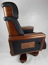 Extra Large Executive Genuine Black Leather Boss Chair with Wooden Arms - FK-2A