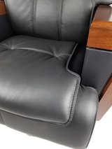 Extra Large Executive Genuine Black Leather Boss Chair with Wooden Arms - FK-2A