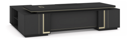 Extra Large Modern Grey Oak Corner Executive Office Desk with Built in Storage - 3200mm - BWJ-HD0132