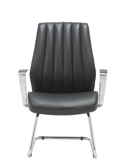 Heavy Duty Black Bonded Leather Cantilever Office Visitor Chair - MB-322P