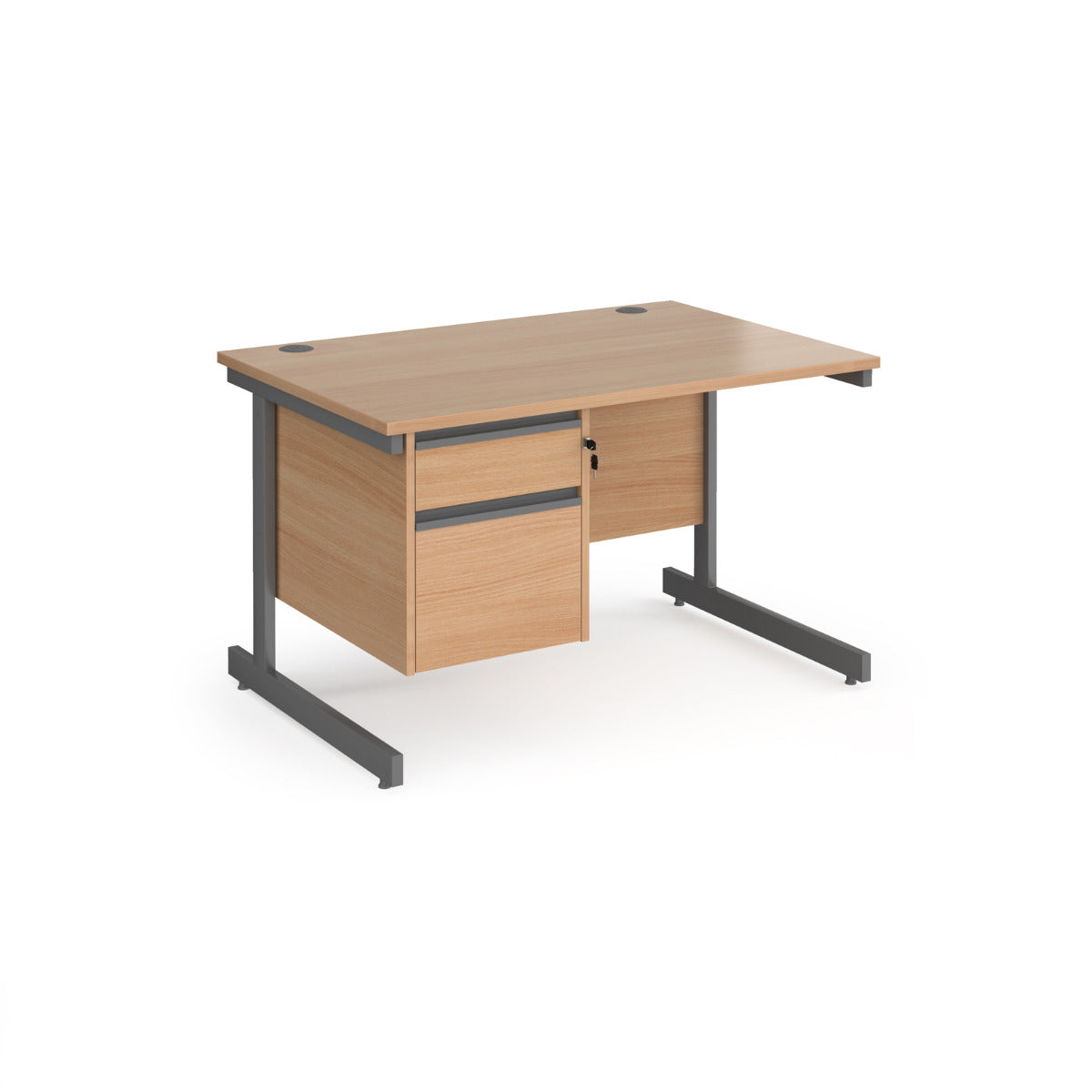 Contract Cantilever Leg Straight Office Desk with Two Drawer Storage