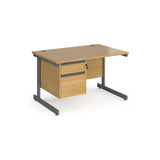 Contract Cantilever Leg Straight Office Desk with Two Drawer Storage