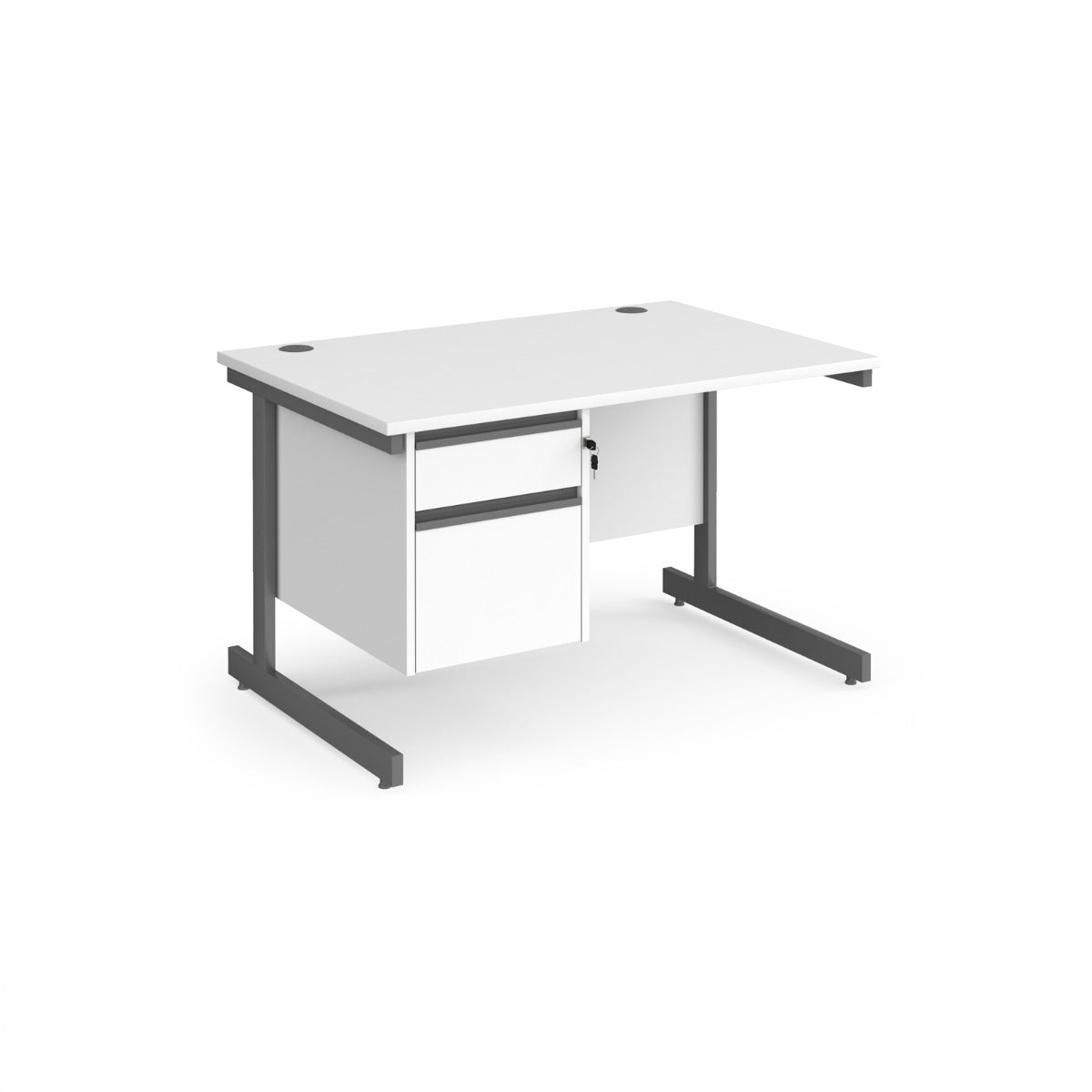 Contract Cantilever Leg Straight Office Desk with Two Drawer Storage