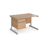 Contract Cantilever Leg Straight Office Desk with Two Drawer Storage