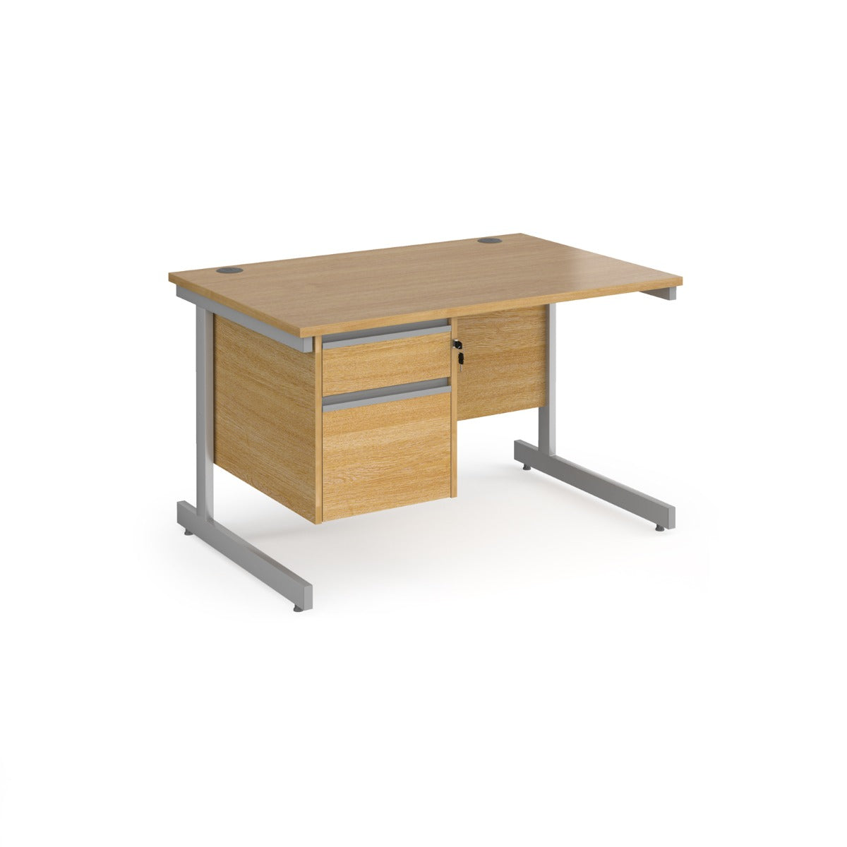 Contract Cantilever Leg Straight Office Desk with Two Drawer Storage