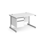 Contract Cantilever Leg Straight Office Desk with Two Drawer Storage