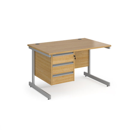 Contract Cantilever Leg Straight Office Desk with Three Drawer Storage