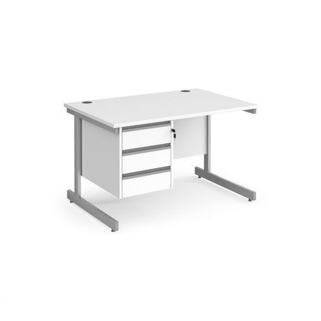 Contract Cantilever Leg Straight Office Desk with Three Drawer Storage