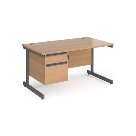 Contract Cantilever Leg Straight Office Desk with Two Drawer Storage