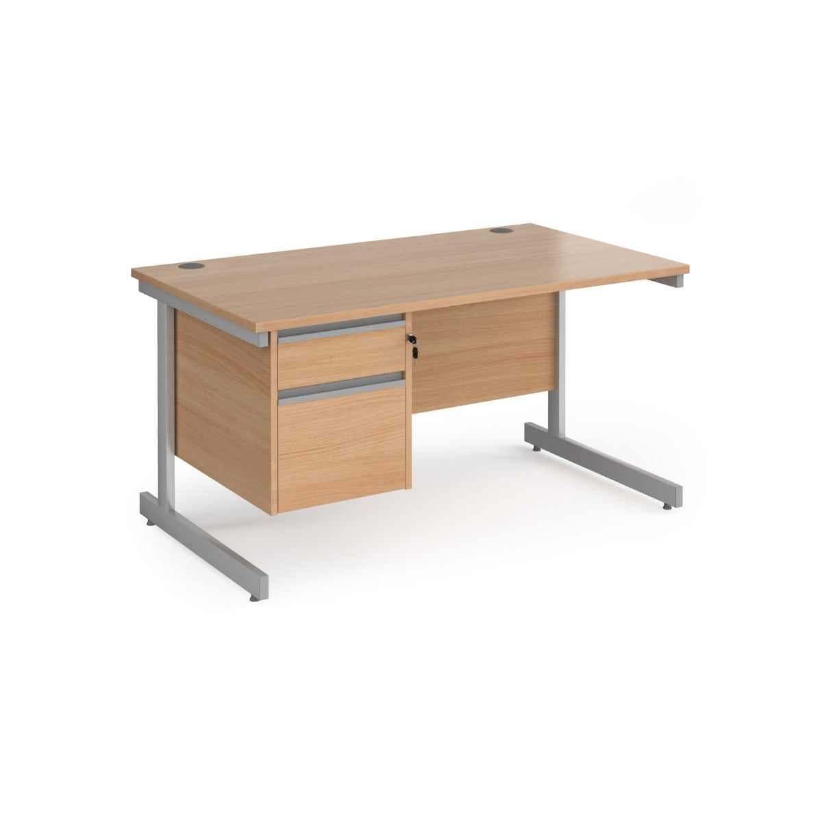 Contract Cantilever Leg Straight Office Desk with Two Drawer Storage