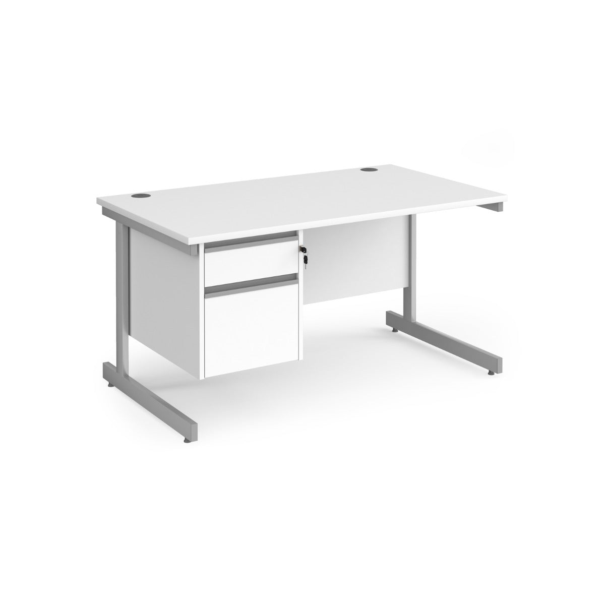 Contract Cantilever Leg Straight Office Desk with Two Drawer Storage