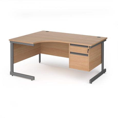 Contract Cantilever Leg Left Hand Ergonomic Corner Desk with Two Drawer Storage