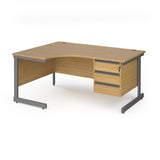 Contract Cantilever Leg Left Hand Ergonomic Corner Desk with Three Drawer Storage