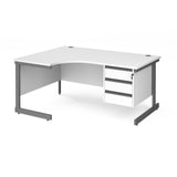 Contract Cantilever Leg Left Hand Ergonomic Corner Desk with Three Drawer Storage