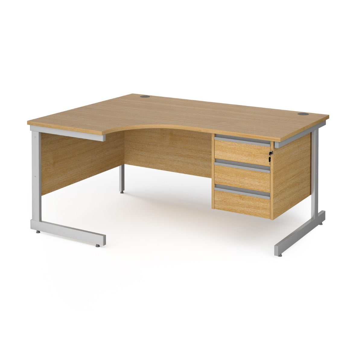 Contract Cantilever Leg Left Hand Ergonomic Corner Desk with Three Drawer Storage