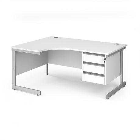 Contract Cantilever Leg Left Hand Ergonomic Corner Desk with Three Drawer Storage