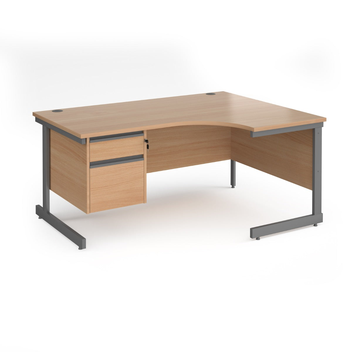 Contract Cantilever Leg Right Hand Ergonomic Corner Desk with Two Drawer Storage