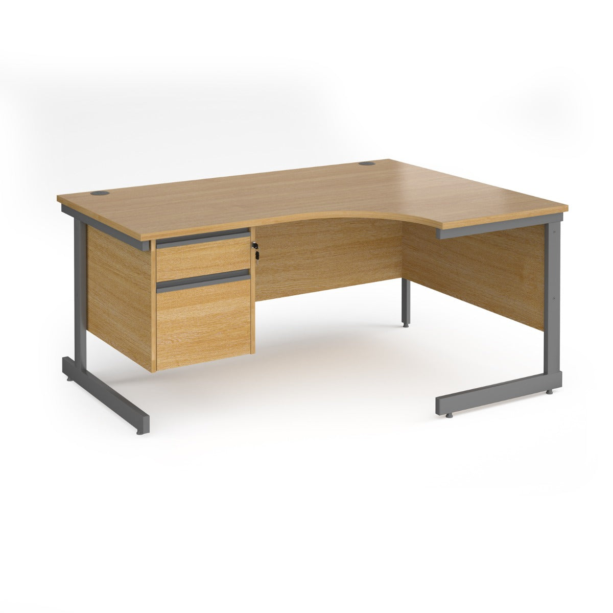 Contract Cantilever Leg Right Hand Ergonomic Corner Desk with Two Drawer Storage